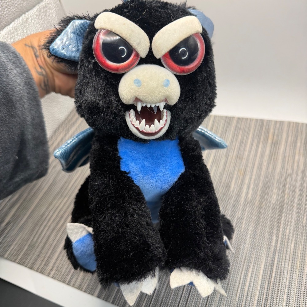 Feisty Pets Dark Night Dragon Plush 8in Black Blue Rare Limited Edition 2019 WMC